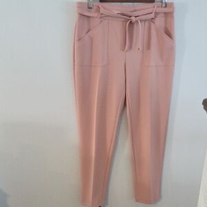 Cropped Tie-Waist Ankle Pants in Blush Pink